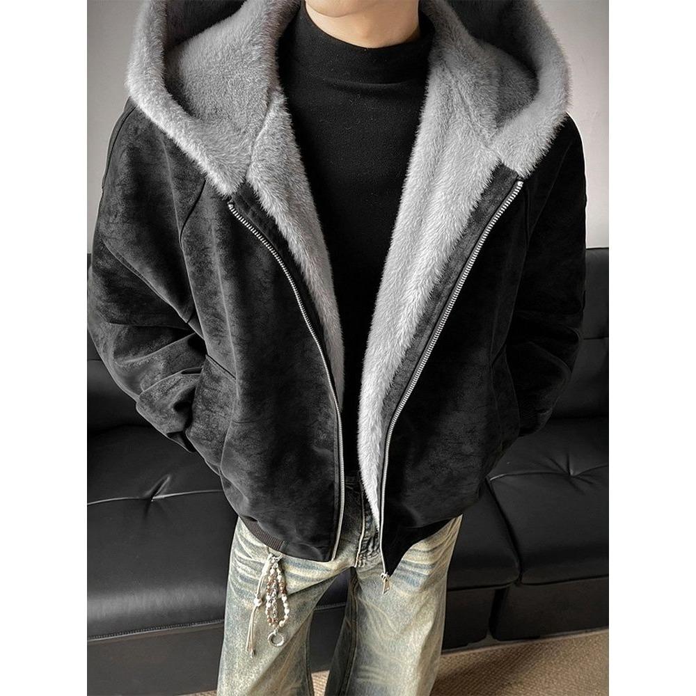 

Men s Retro Mountain Eagle Fur Collar Cotton Jacket - Trendy Autumn/Winter 2XL чорний