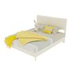 Modern Minimalist Upholstered Bed with Soft Headboard, beige, Low-Profile Base (Non-Storage Design), Included140*200cm mattress.