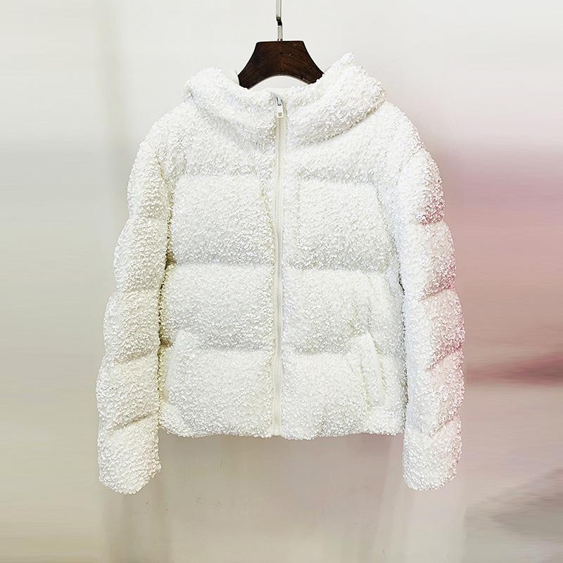 

2026 Winter Celebrity Fashion Bling Velvet Sequin White Duck Down Jacket XL білий