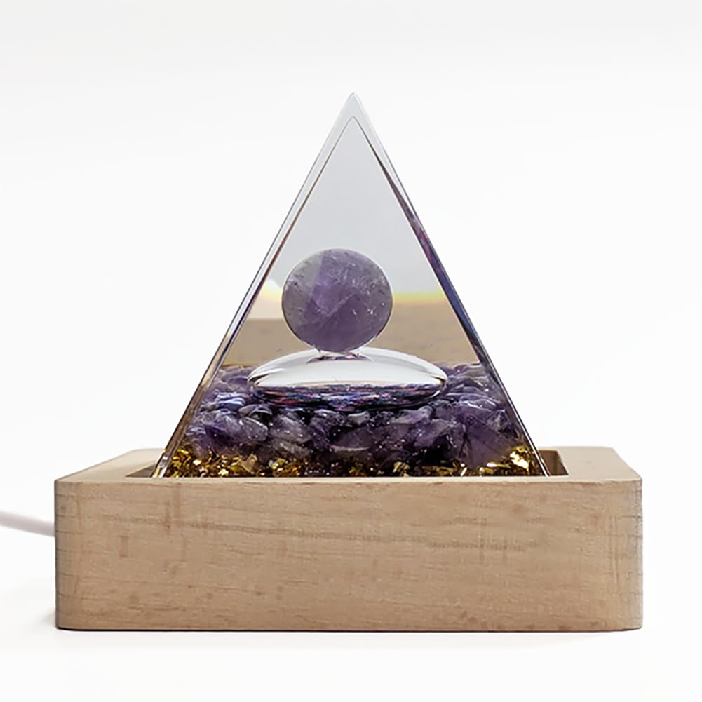 (hej!e) Orgonite Pyramid Natural Stone Chips, Approx. 6cm Wide, Ornament, Power Stone, Purification, Power Spot, Spiritual, Health, Feng Shui, Good Fo