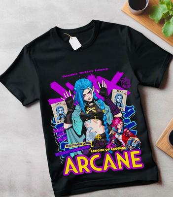 Arcane Jinx T-Shirt Japanischer Anime Cartoon Jinx Arcane Grafik T-Shirt Alle Größen