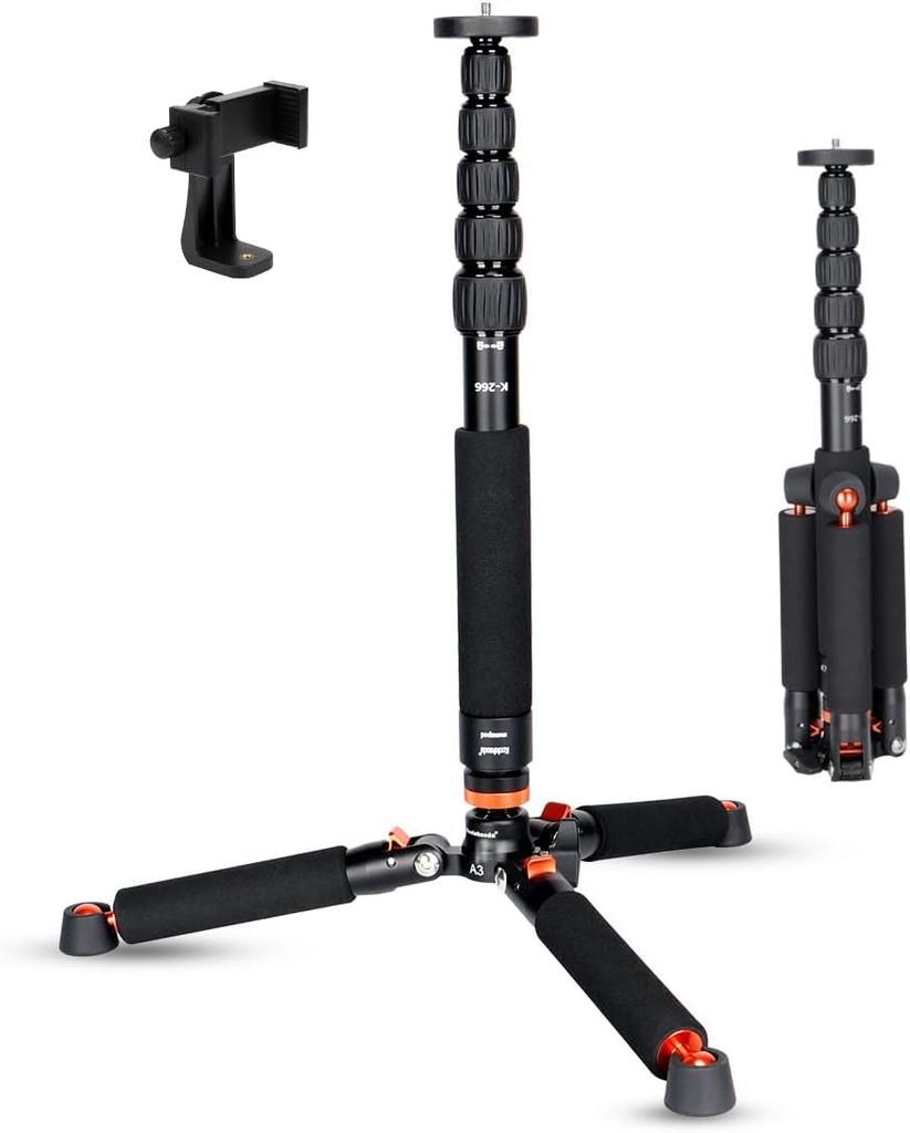 Koolehaoda Camera Monopod with Detachable Tripod Aluminum 6 Levels of Telescopic Inches 177 Leg Diameter Inches Load Capacity Lbs 360 Degree Panorama