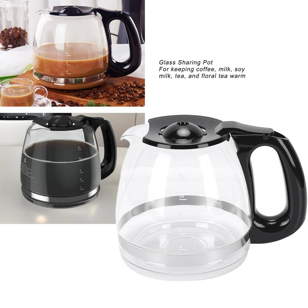 Glass Coffee Carafe Glass Coffee Pot Glass Coffee Pot Easy to Clean Heat Cold Proof Coffee Maker Replacement Carafe with Handle