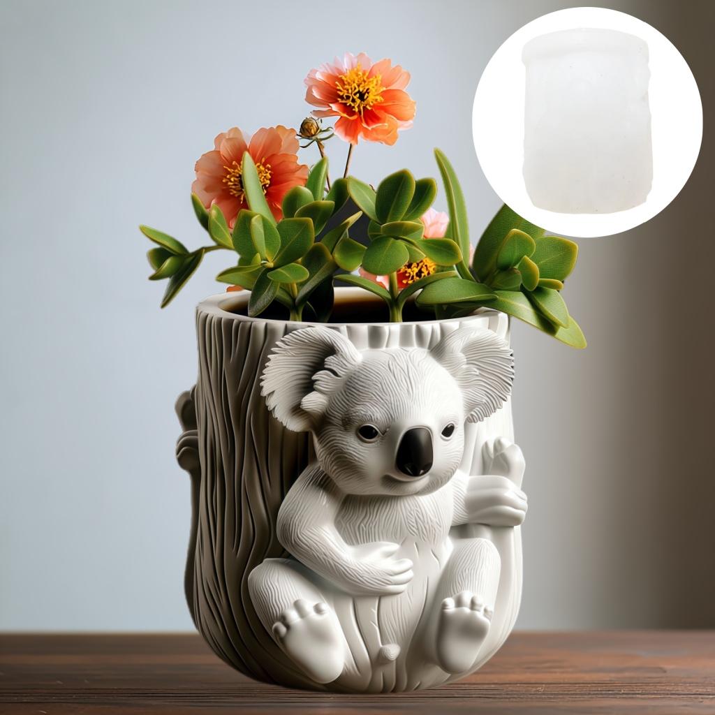 koala relief succulent plant flowerpot resin silicone mold koala storage box concrete cement mold  koala candle cup gypsum molds