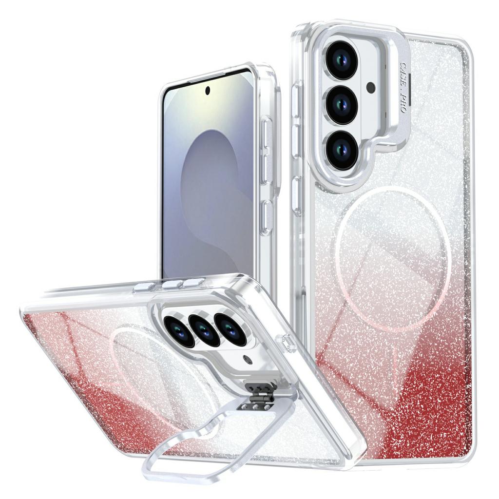 For Samsung Galaxy S26 Magnetic Case Gradient Glitter Shockproof TPU PC Phone Cover