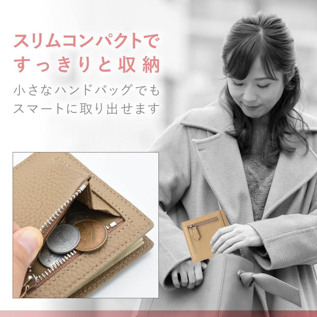 Wayve Women's Bifold Mini Wallet, Genuine Leather, Ultra-Thin, Square, Compact Sub-Wallet (Sax Blue)