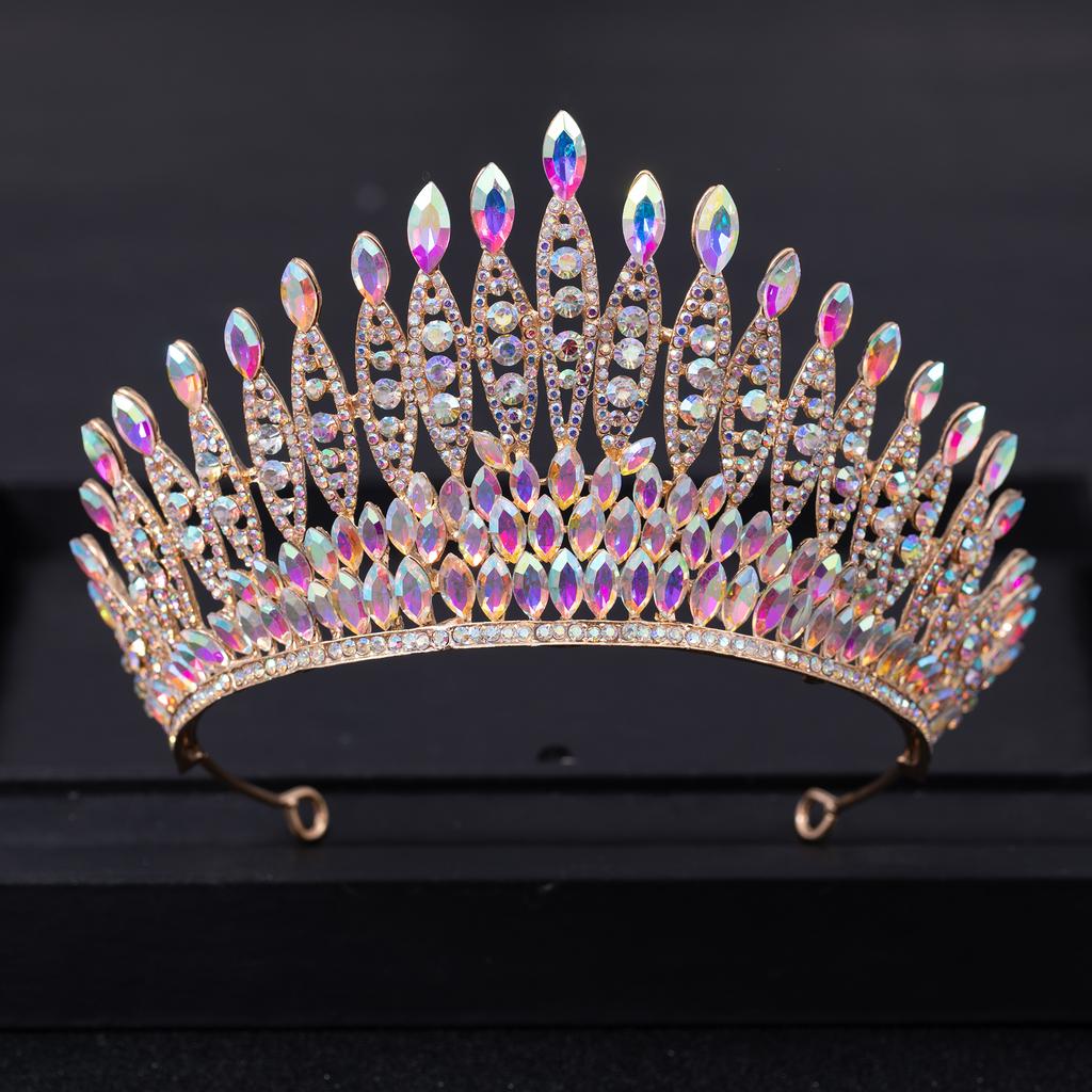 Silver Color Crystal Queen Big Crown Tiara Rhinestone Wedding Tiaras Women Pageant Prom Crowns Bridal Hair Accessories Jewelry