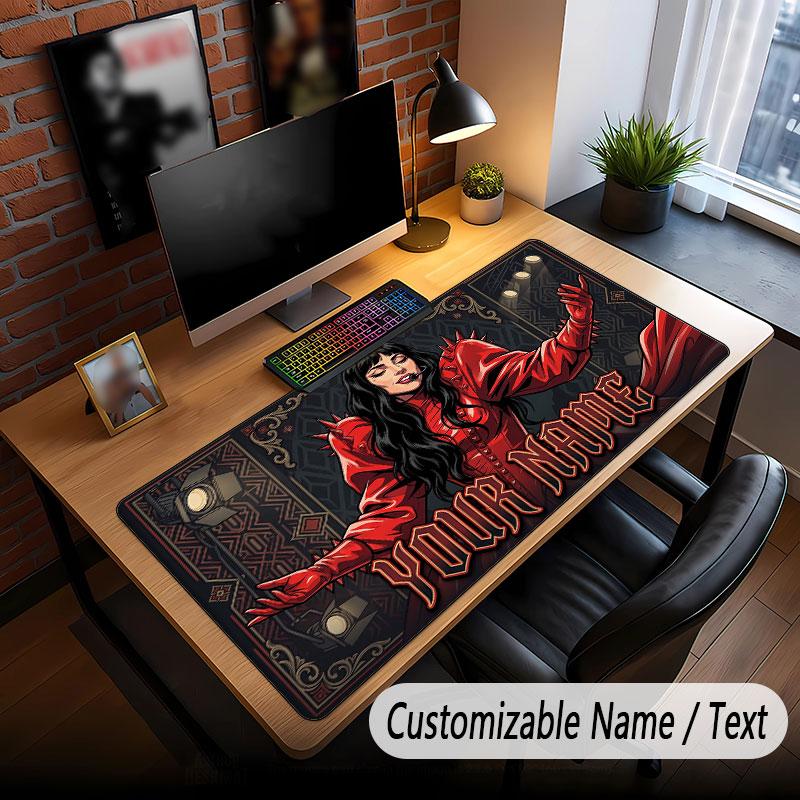 Custom Name Extended Mouse Pad,Lady Gaga Gaming Desk Mat For Home Office Desktop Decor