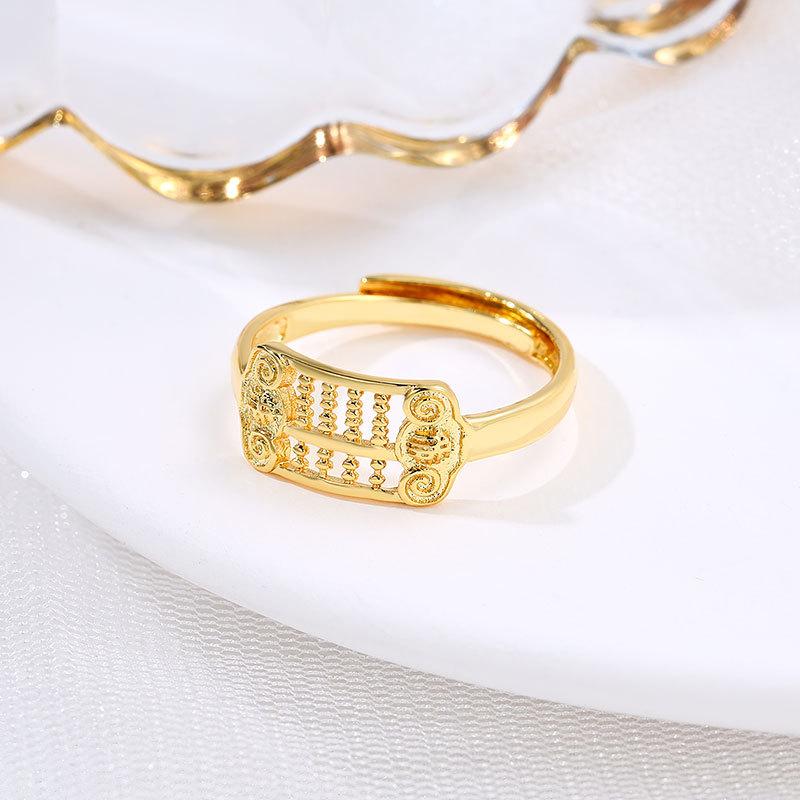 New Cold Wind Light Luxury Niche Exquisite Abacus Ruyi Retro Niche Design Index Finger Ring Women's Jewelry