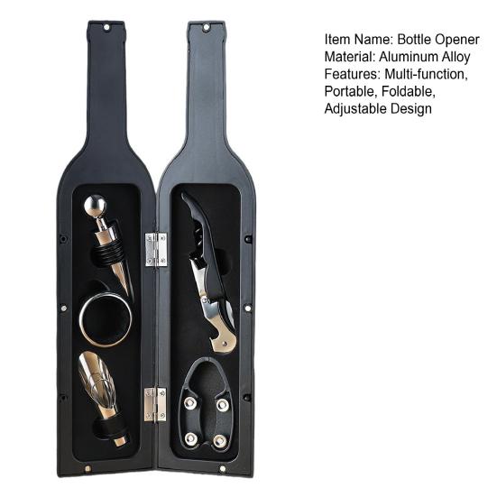 5Pcs Bottle Openers Wine Stopper Set Stainless Steel Reusable Vacuum Corks Bar Party Red Wine Tool Jar Opener Holiday Gift