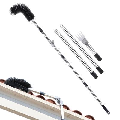 Roof Gutter Cleaner Extendable Duster Gutter Cleaning Brush Telescopic Debris Leaves Branches Remover Roof Dusting Brush