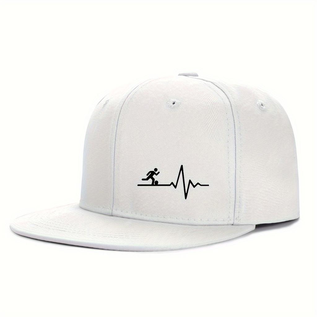 Soccer Heartbeat Lifeline Baseball Cap Polyester Flat Brim Adjustable Snapback Hat Unisex Sport Gear