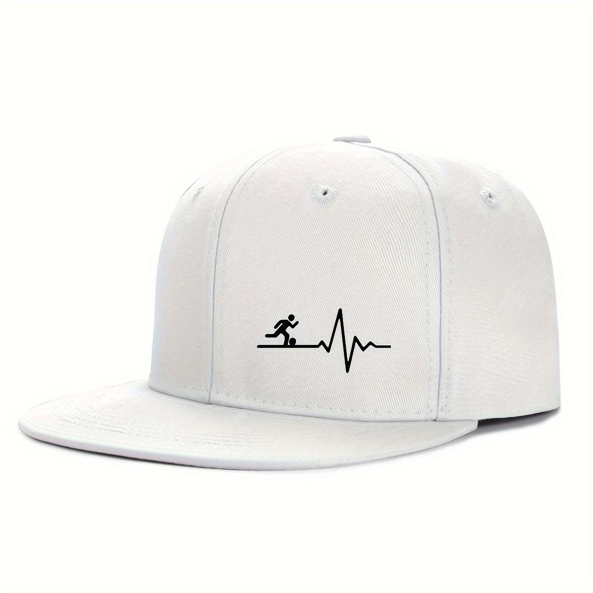 

Soccer Heartbeat Lifeline Baseball Cap Polyester Flat Brim Adjustable Snapback Hat Unisex Sport Gear One Size