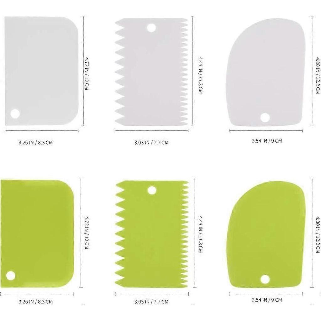 Dough Cutter Scraper Dough Bowl Scrapers Plastic Dough Icing Fondant Scraper Cake Decorating Plain - 6 Pieces