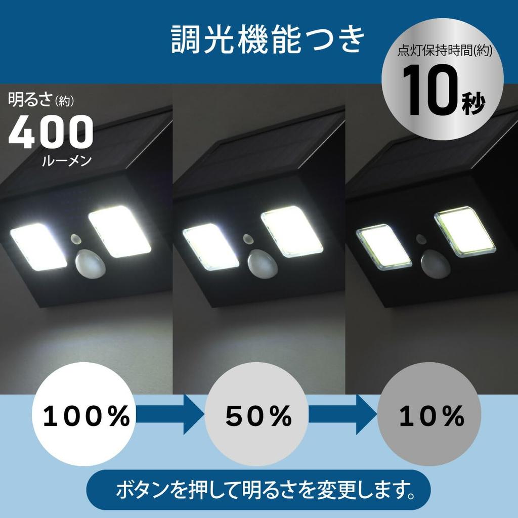 OHM LT-SOW40DWH 06-5202 Sensorleuchte, Bewegungssensor, Außenbereich, Wasserdicht, IP65, Solar wiederaufladbar + Trockenladung COB Sensor Wandleuchte, Hybrid, 400