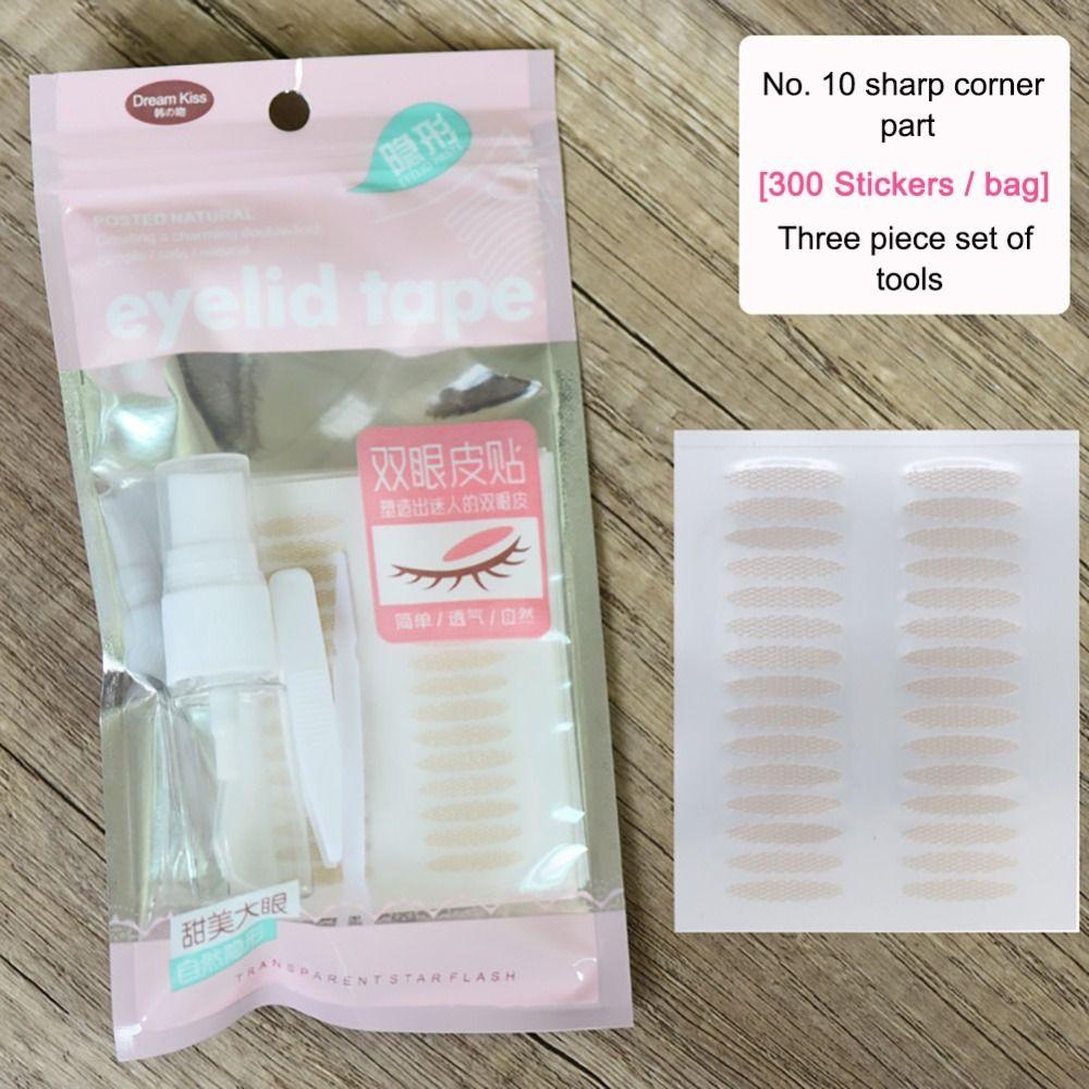 200 Pairs Fold Eyelid Double Eyelid Tape with Auxiliary Tool Self-adhesive Fiber  Makeup Tools