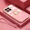 Glossy Plating Ring Holder Case for Xiaomi 17T 15T Pro Soft Silicone Lanyard Lens Protection Cover For XIAOMI MI17T Pro 15Tpro