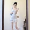 White Dress Women's Summer Beautiful First Love Small White Dress Summer Huge Beautiful Skirt Pure Waist Pinching a Word Short Skirt