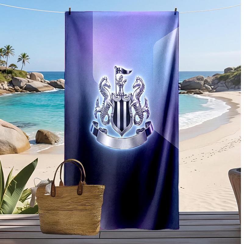 Asciugamano da Spiaggia con Stampa del Newcastle United Football, Asciugamano Grande Morbido ad Asciugatura Rapida per Spiaggia Campeggio Nuoto