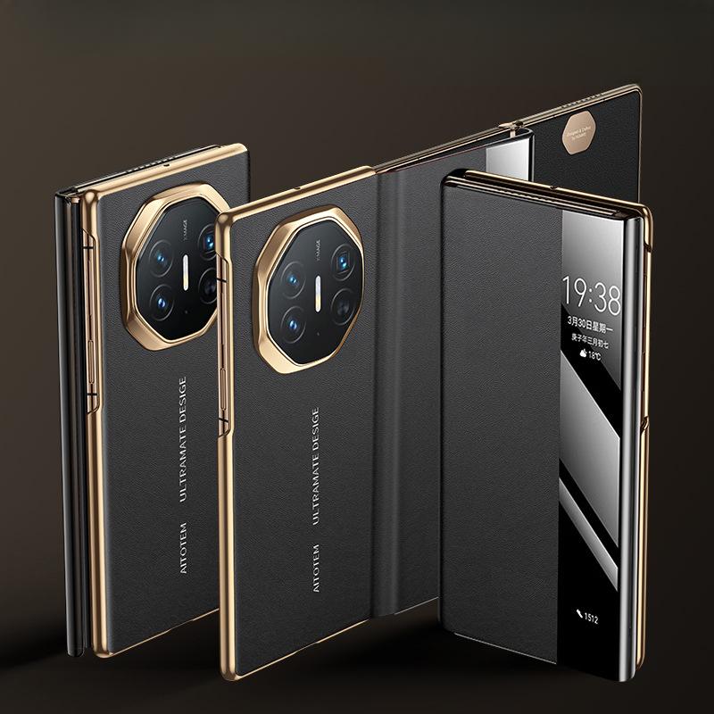 Suitable for Huawei MateXT Mobile Phone Case Triple Folding Business Men and Women Napa Smart Window Anti-fall Full Foreskin Case