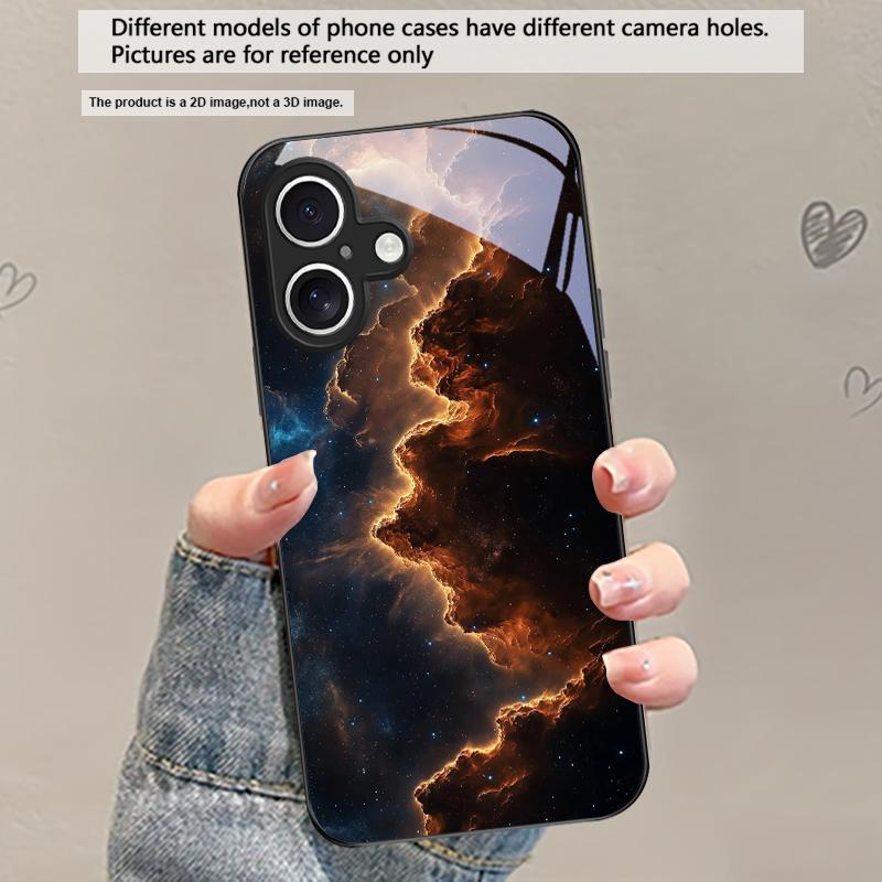 Hot Orange Gold Color For iPhone 17 Air 16 E 15 Plus 14 Pro Max 13 12 Mini 11 5 6 7 8 Plus XR XS Max SE Black Glass Phone Case