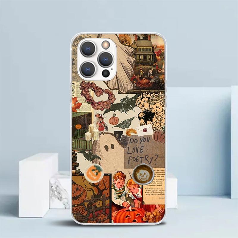 

October Fall Halloween Spooky Pumpkin Phone Case For IPhone 16 17 Air 16E 15 14 Plus 13 Mini 12 11 Pro Max 7 8 + SE 2020 Soft TP iPhone 15 Plus