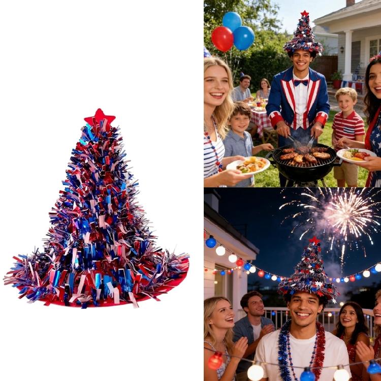 Bold 38cm Fourth Of July Hat With Star Patriotic Decors Great For Themed Parties And Family Celebrations