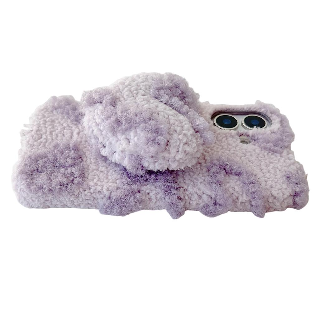 For iPhone 17 Case 3D Heart Plush TPU Winter Warm Soft TPU Phone Cover