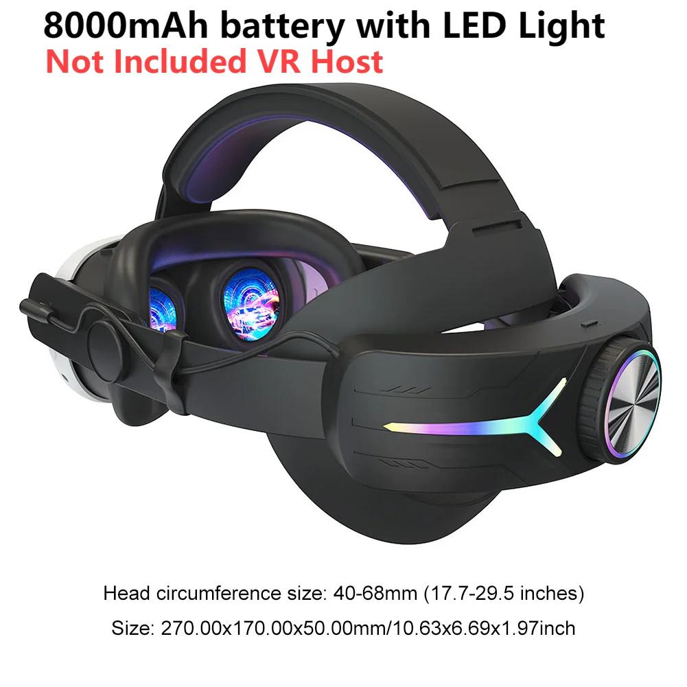 Huvudrem för Meta Quest 3 Komfortsvamp VR-huvudbonad Laddningsheadset med Inbyggda 8000/6000mAh Batterier för VR-tillbehör