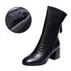 Women Versatile Leather Boots Fashion Antislip High Heels Female Casual Comfortable Boot External Wear Trendy Shoes