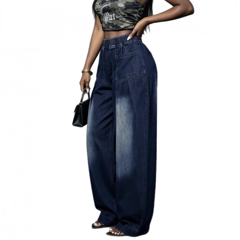 Womens Wide Leg Straight Cut Jeans 2026 Fall Loose Fit High Waist Denim Pants Curvy Plus Size