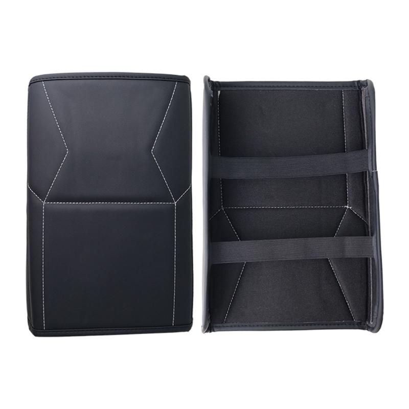 Center Console Armrest Cover with Elastic Hold and Slip On Fit, Vehicle Armrest Lid Cover In Black Stitched Style for Cabin Use