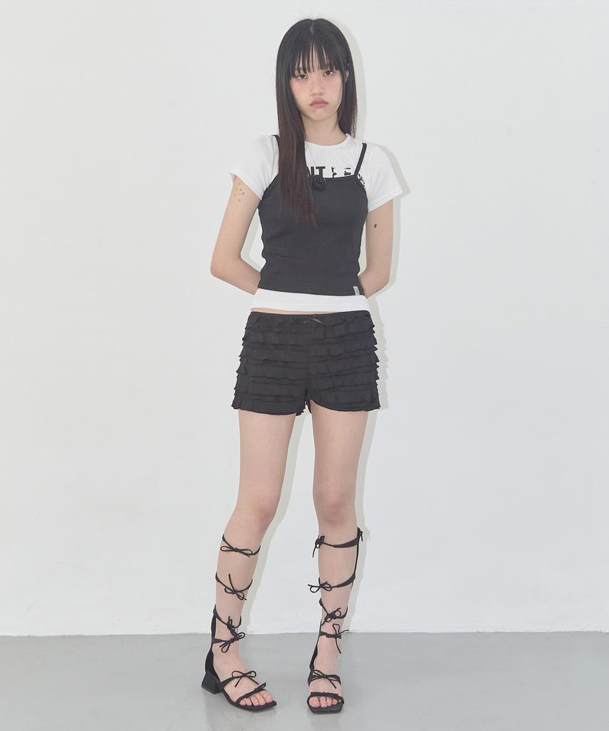 FANCY CLUB 3-Way Lettering Corsage Tee (Black) F25Qb106