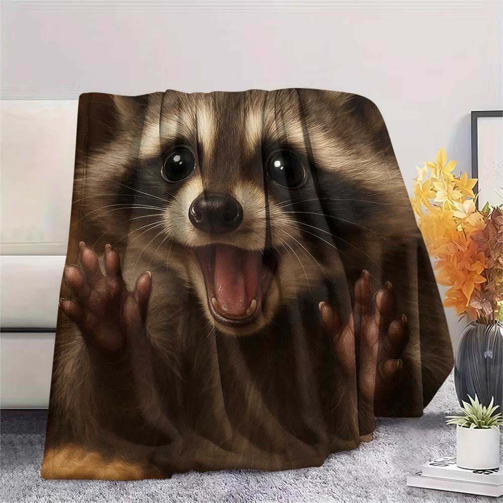 1Pc Cartoon Print Flannel Blanket, High Quality Comfortable for All Seasons, Home Decor, Warmth and Comfort, Perfect for Christmas Birthday Gift