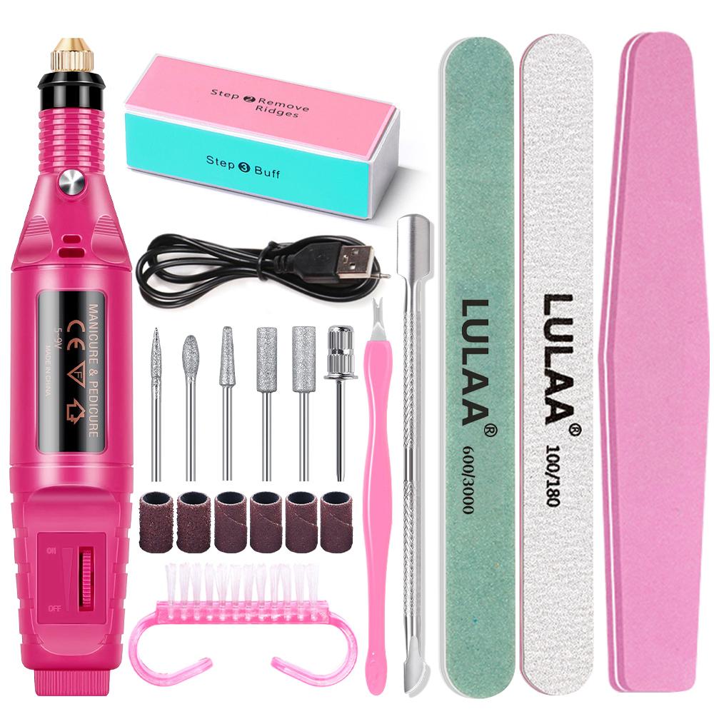 Electric Nail Drill Machine Set Portable Nail File Equipment Strong Nail Polishing Tool USB Manicure Electric With nail Tools