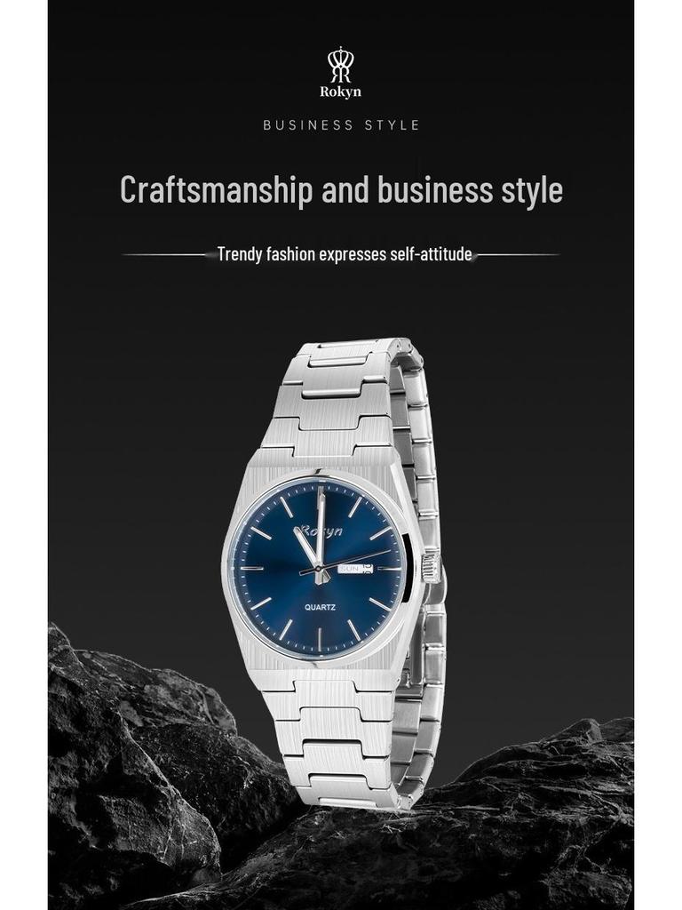 Men's Cross-Border Waterproof Quartz Watch - Slim, Stylish Business Design with Dual Calendar