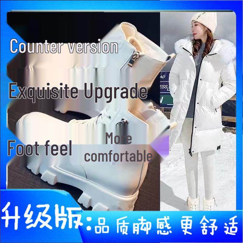 Γυναικείες Μπότες Martin Βελούδινες Ψηλές - Νέες 2025 Κορεατικό Στυλ, Φθινόπωρο/Χειμώνας, Με Ψηλό Τακούνι, Μέχρι τη Μέση της Γάμπας.