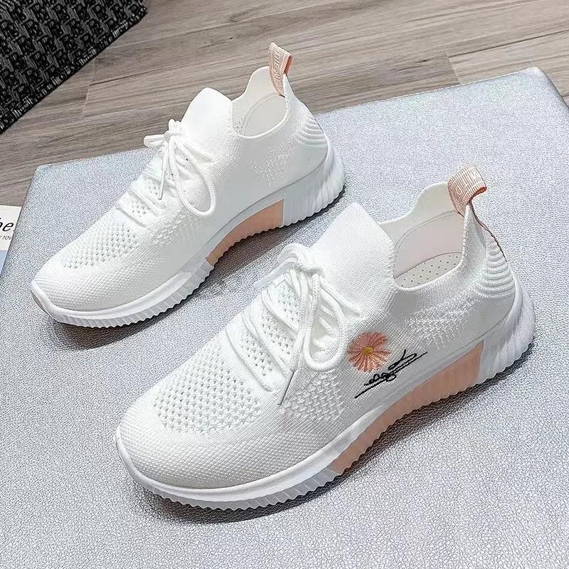 

New Style Women Casual Shoes 2025 Breathable Walking Mesh Flat Shoes Sneakers Women Gym Vulcanized Shoes White Female Footwear 36 оранжевый