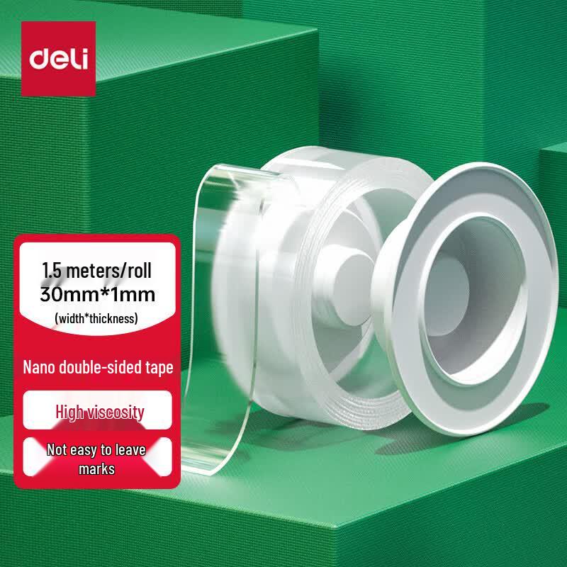 Deli Nano Traceless Double-Sided Grip Tape 30mm x 1.5m, 10 Pieces прозрачный