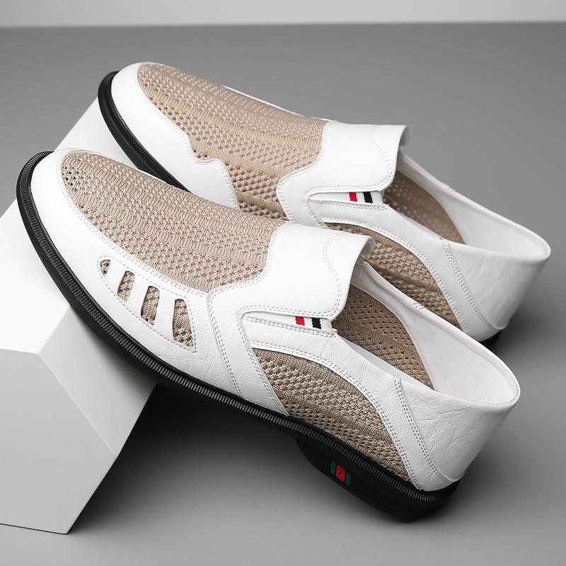 Fashion2024 Summer New Flat Shoes Hollow Breathable Men's Casual Shoes Soft Sole Durable Men's Loafers Versatile Business Shoes