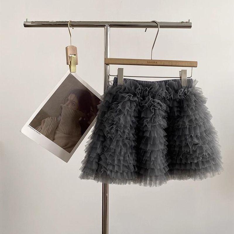 

High-Waisted Layered Mesh A-Line Skirt - Ballet Style for Women One Size