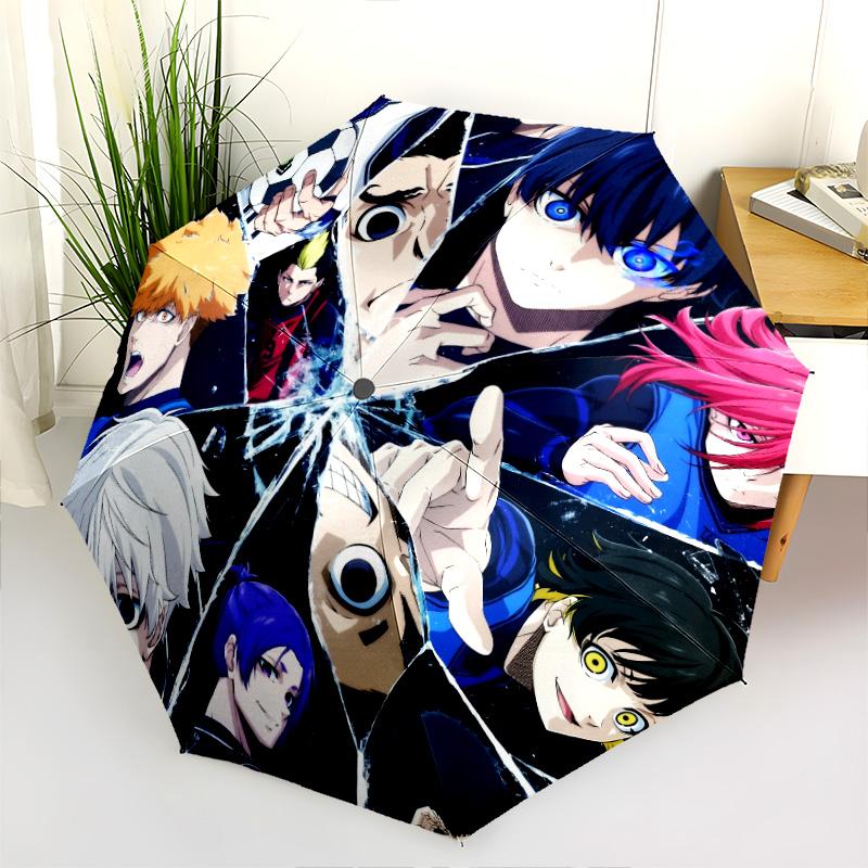 Blue Lock  Pattern, Automatic Folding Umbrella, Portable and Foldable Design, 8 Ribs, a Christmas or Birthday Gift.