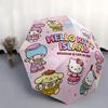 1pc Hello Kitty Island Museum & Cafe in Jeju Automatic Opening Umbrella - Portable Three-Fold Design with 8-Bone Iron Frame, Perfect for Fans, Travele