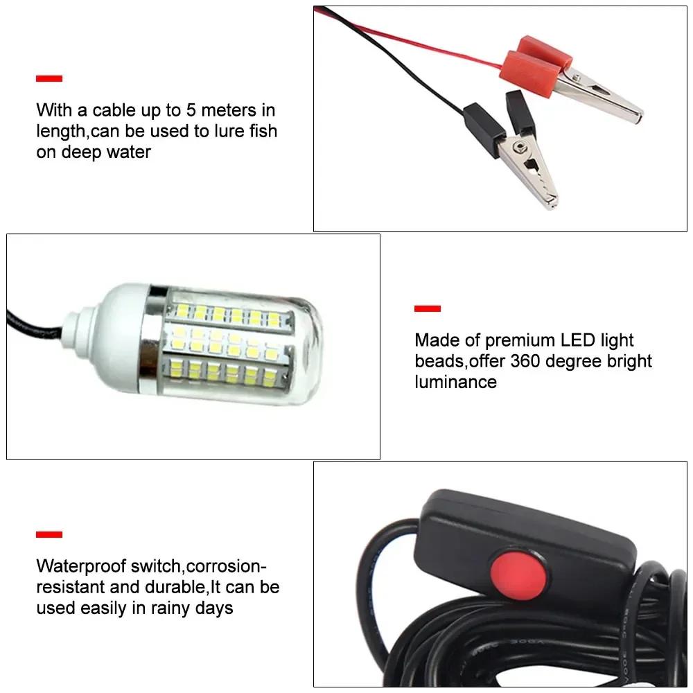 Underwater Fishing Light Lightweight Submersible Light Led Fish Attractant Lamp For Saltwater Freshwater Use