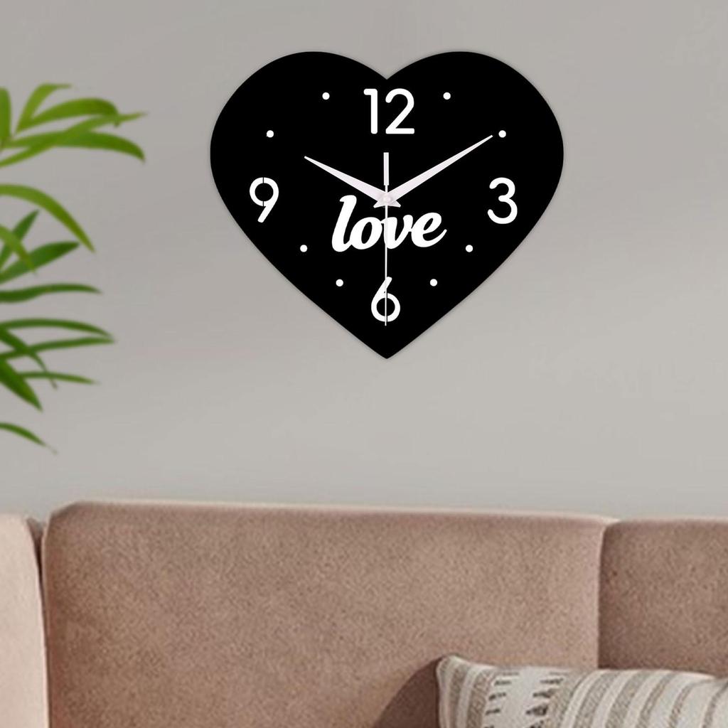 Silent Heart Wall Clock Acrylic Modern Decorative Timepiece for Home Bedroom Wedding Valentine Gift