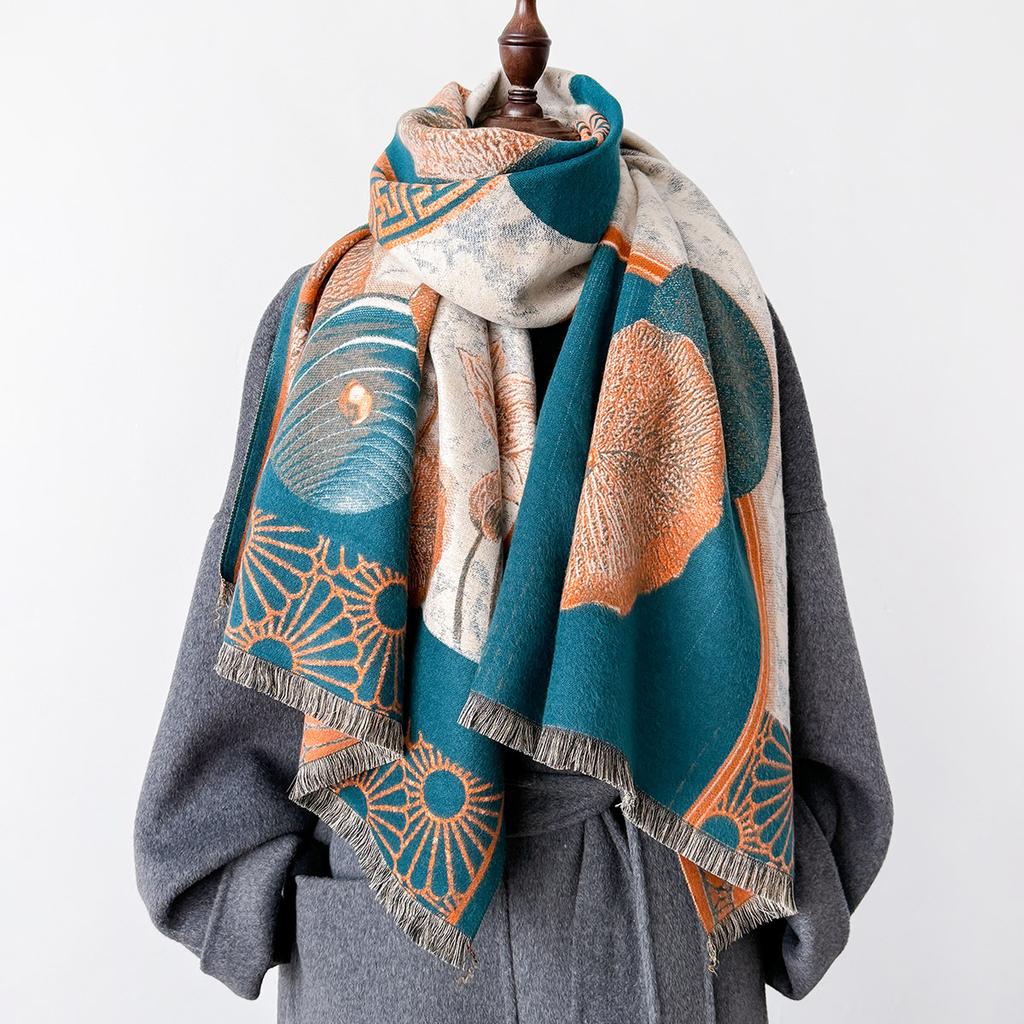 Seasonal High-End Printed Scarves, National Style, High-End And Exquisite Warmth, With Shawls And Capes, Women'S Necks