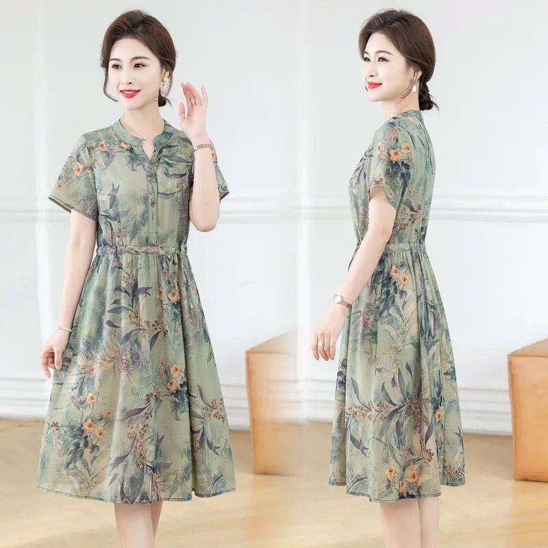 Sukně pro ženu Léto Nadměrná velikost Volná Květinová Vintage Sukně Ležérní Tištěná Měkké Dlouhé Dovolenkové Šaty