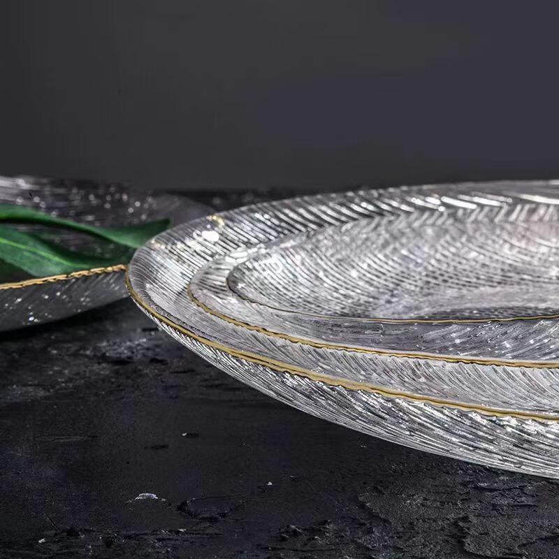 SIFAR Gold Rim Glass Fruit & Snack Plate
