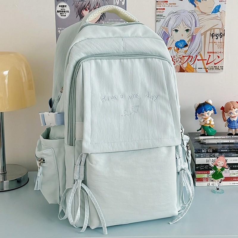 Japanese Style Light Solid Color Backpack Outdoor Travel Large-capacity Casual All-matching College Student Commuting Schoolbag