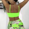 European and American Swimwear Boxers Split Swimsuit Printed Tube Top Sling High Waist Conservative Swimsuit Strap Drawstring